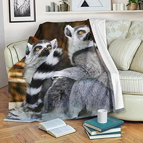 ZHXXFD Lemuren Decke,Kuscheldecke Flauschig Kinder Mädchen Jungs,3D Drucken Decke Flanell Fleece Microfaser Weich Warm Wohndecke Tagesdecke Für Sofa Und Bett 130X150CM(W221) von ZHXXFD