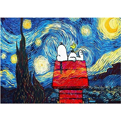 ZHXXFD Malen Nach Zahlen Erwachsene Snoopy Unter Den Sternen Landschaft Hochzeit Ation Art Bild Geschenk Leinwand Für Anfänger Ohne Frame 40X50Cm … von ZHXXFD