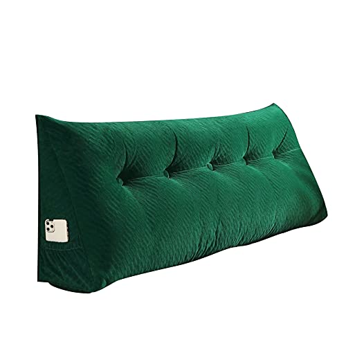 ZHYLing Nordisches abnehmbares dreieckiges Bett-Rückenkissen aus Samt, Sofakissen, Rückenstützkissen für Couch-Sitz-Rückenlehnen (Farbe: Dunkelgrün, Größe: 80 x 50 x 20 cm) von ZHYLing