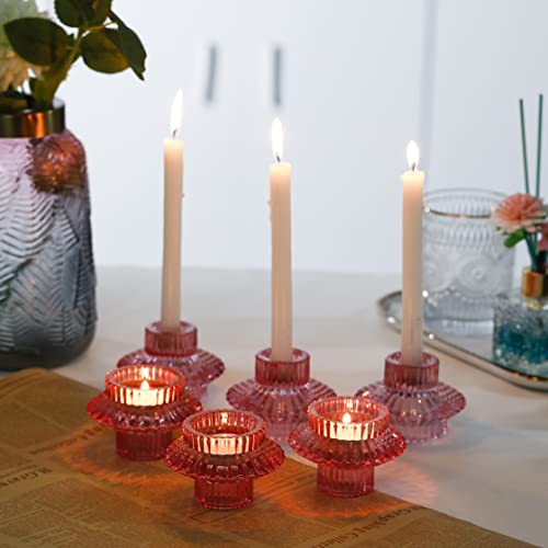 Glas Kerzenhalter Teelicht Kerzenhalter 2 in 1 6er Set für Hochzeit, Zuhause, Kirche, Weihnachten, Geburtstagsfeier, Schlafzimmerdekoration von ZHYOCOGY