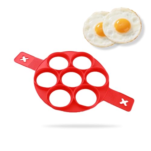7 Loch Spiegeleiform Silikon Pfannenform Spiegelei Silikonmaterial Geeignet für Pancakes Käseeier Waffeln von ZHYTUAL