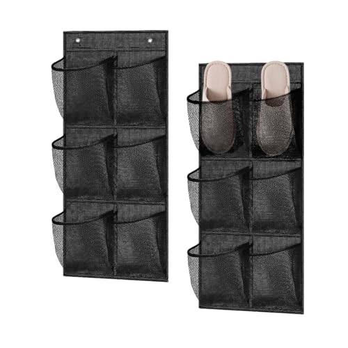2 Stk Organizer über der Tür für Schuhe,mit Haken,Über die Tür Schuhe Organizer,mit 6 Taschen,Schuhaufbewahrung Hängend Platzsparend,Shoe Storage Organizer,für Schlafzimmer Wohnzimmer,usw. (schwarz) von ZHYUAN