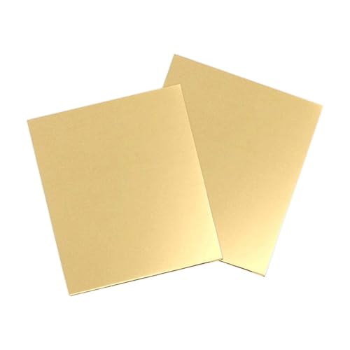 ZHYUAN 2 Stück Metallplatte aus Messing,Goldene Messingplatte,Dekorative Messingplatte,Robuste Messingplatte,Film befestigte Messingplatten,Für DIY Schneiden Handwerk Machen (0.5mm*100mm*100mm) von ZHYUAN
