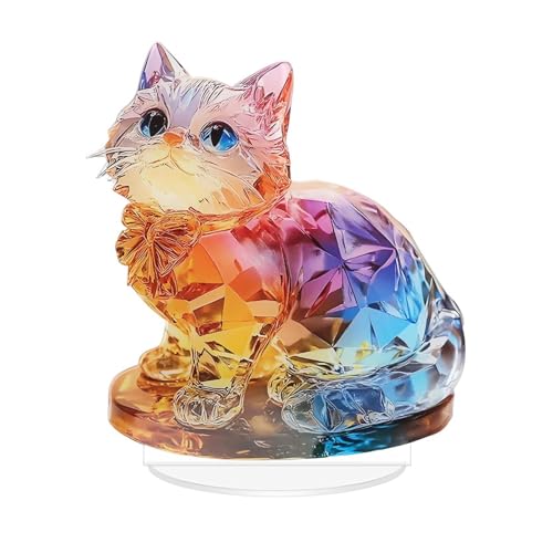 ZHYUAN 2D Katzendeko,2D KatzenDeko Acryl Ornamente,KatzenDekoAcryl Farbe Katzenfigur 2D,Farbe Katzenfigur 2D Dekoration Desktop,für Küchen Wohnzimmer Schlafzimmer Valentine's Day Deko von ZHYUAN