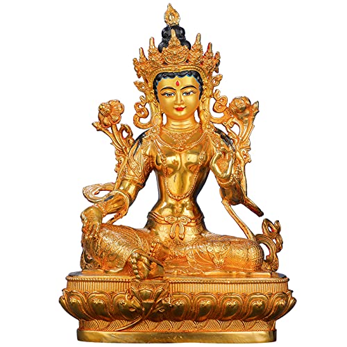 ZHYX Tibetanisches Buddhismus Grün Tara Guanyin Bodhisattva Buddha Gilding Messing Statue von ZHYX