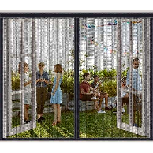 ZHZFSH Magnet Fliegengitter Fenster, Fliegengitter Magnetvorhang, Fliegengitter mit Magnet, Magnetisches Moskitonetz mit Klettverschluss, BalkonFenster TerrassenFenster, Ohne Bohren,105×125cm,Schwarz von ZHZFSH