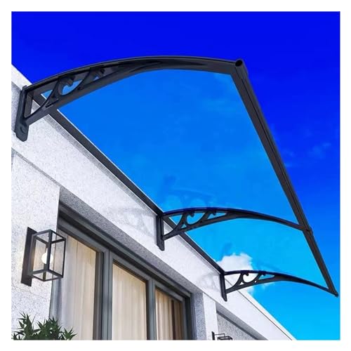 Haustür Vordach aus Aluminium und Polycarbonat 120x240cm Tür-Regenschutz,Pultvordach for Draußen Sonnenschutz Regenschutz ZHZHXR (Color : Blue, Size : 0.6x1.2m/1.97x3.94ft) von ZHZHXR