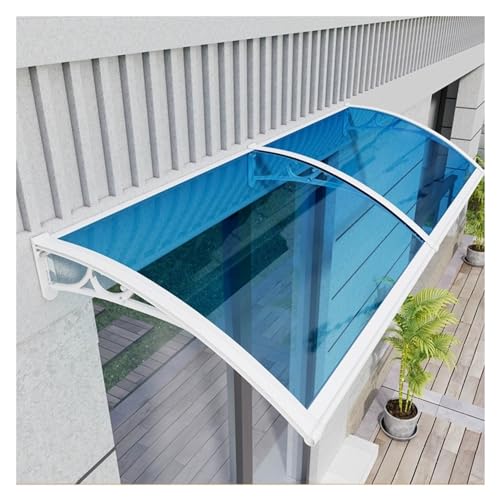 Türvordach Haustürdach Pultvordach 120x240cm Vordach for Haustür aus Aluminium und Polycarbonat for Draußen Sonnenschutz Regenschutz ZHZHXR (Color : Blue, Size : 0.8x2.4m/2.62x7.87ft) von ZHZHXR