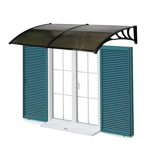 Überdachung Eingangstür Sonnenschutz 100x80cm Vordach für Haustür Polycarbonat Aluminium Überdachung für Haustür, Türdach, Balkon ZHZHXR (Color : Brown, Size : 1x1.5m) von ZHZHXR