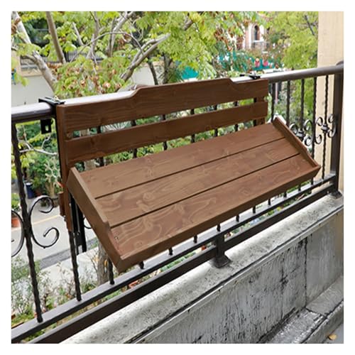 ZHZHXR Balkon Stehtisch Geländer Hängetisch Balkongeländer Hänge Klapptisch den Außenbereich für Garten, Terrasse, Veranda, Kaffeefarben(24x60cm/9.45x23.62in) von ZHZHXR