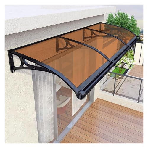 ZHZHXR Draußen Regendach, Sonnenschutz Terrassen Veranda Fenstermarkise Fenster und Türvordach Regenschutz für Haus, Veranda, Terrasse, Terrasse(Brown,120x80cm/47.24x31.5in) von ZHZHXR