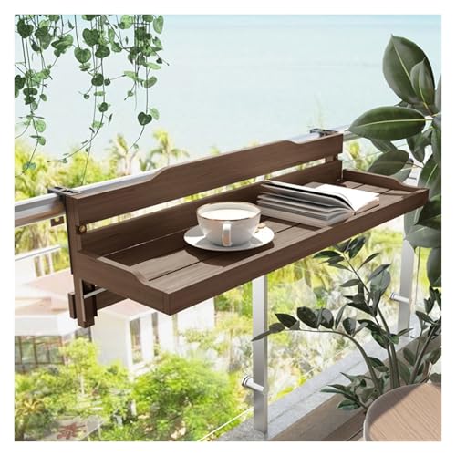 ZHZHXR Hängender Balkongeländertisch Klappbarer Beistelltisch Außenbereich Verstellbare Terrassenbar für Schreibtisch, Garten, Terrasse, Veranda(24x150cm/9.45x59.06in) von ZHZHXR