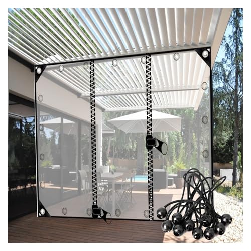 ZHZHXR Klare Zeltplanen mit Ösen, Reißfest Wetterfeste Plane, PVC-Kunststoff-Plane mit Reißverschluss-Tür für Terrasse, Gärten (2x3.5m) von ZHZHXR