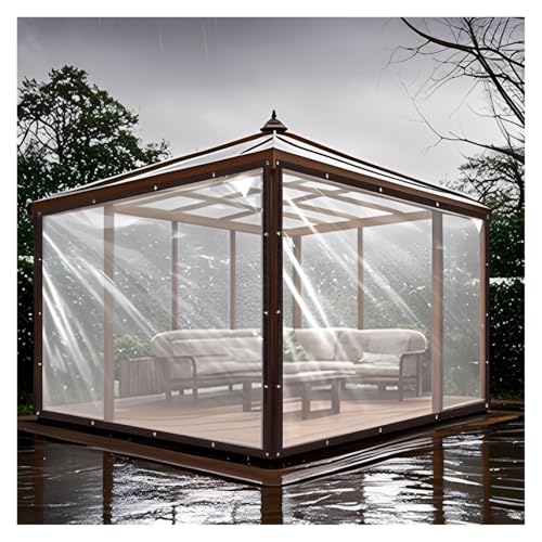 ZHZHXR Transparente Plane, Wetterbeständige Pergola Seitenvorhänge Transparente Outdoor Plane für Gewächshaus, Garten, Blumenpflanzen Abdeckungen (2x2m/6.56x6.56ft) von ZHZHXR