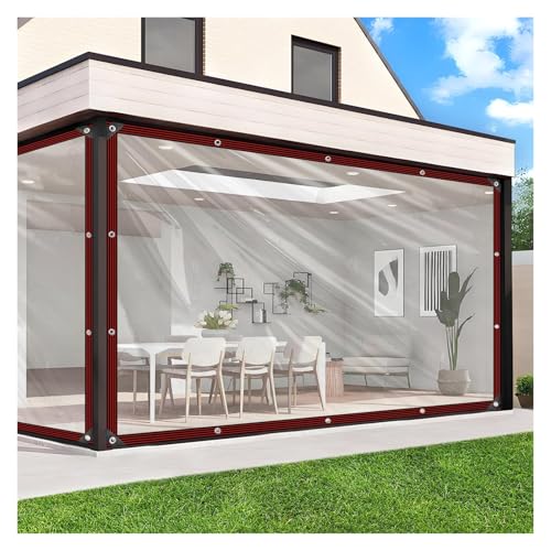 ZHZHXR Transparente Plane Wasserdicht und Regendichte Plane Regenschutz Balkon für Terrasse, Pergola, Veranda, Pavillons Trennvorhang (4x4m/13.12x13.12ft) von ZHZHXR