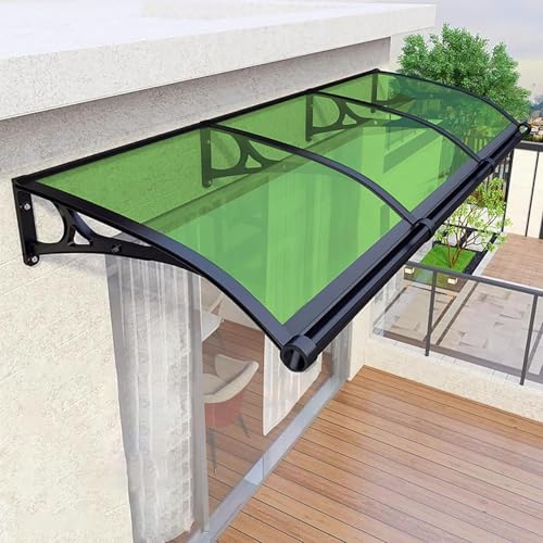 ZHZHXR Vordach Haustürvordach, Gebogene Türfenstermarkise Sonnenschutzdach Vordach mit Regenschutz für Schutz UV Strahlung, Regen, Schnee, Sonnenlicht(Green,80x100cm/31.5x39.37in) von ZHZHXR