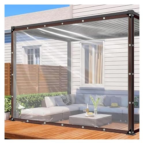 ZHZHXR wasserdichte Plane, Reißfeste Regenvorhänge wasserdichte Terrassenvorhänge für Terrasse, Pergola, Veranda, Pavillons, Trennvorhänge (5x9m/16.4x29.52ft) von ZHZHXR