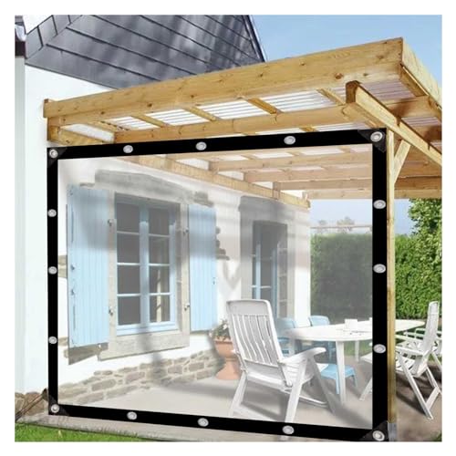 ZHZHXR wasserdichte Plane Windschutz Regenschutz,Plane Wasserdicht Transparent mit ÖSen für Terrasse,Pavillon,Terrassen,AußEnbereich (Color : Clear, Size : 2.5x2.5m(8.2x8.2ft)) von ZHZHXR