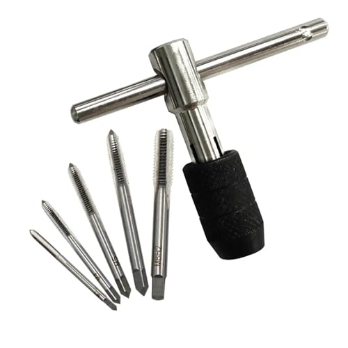 ZHaotn 3-6 mm T-förmiger Windeisen 5-teiliges Handgewindebohrer M3-M8 Gewindeschneidschraubendreher Schraubenschlüssel Gewindeschneiden Handwerkzeug-Set ZHaotn 3-6 mm T-förmiger Windeisen 5-teiliges Handgewindebohrer M3-M8 Gewindeschneidschraubendreher Schraubenschlüssel Gewindeschneiden Handwerkzeug-Set von ZHaotn