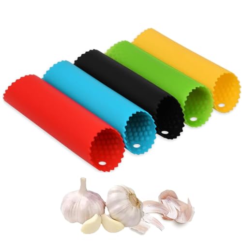 ZHjuju Knoblauchschäler aus Silikon,5 Stück Silikon Knoblauchschäler Easy Roller Knoblauch Sparschäler Silikon Knoblauch Schäler Knoblauchroller für Knoblauchpresse Gemüseschäler Küchenwerkzeuge von ZHjuju