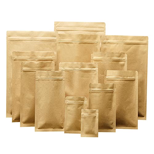 20 Stück umweltfreundliche, wiederverschließbare Kraftpapier-Versiegelungsbeutel, verschließbare Reißverschluss-Lebensmittel-Aufbewahrungsbeutel von ZHome