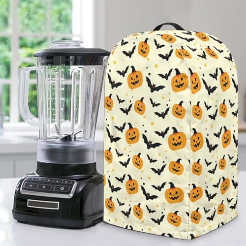 ZIATUBLES Blender Dust Cover Halloween Kürbis Fledermaus Druck Wasserabweisend Mixer Staubdichte Abdeckungen Ständer Mixer Kaffeemaschine Schutzhülle mit Griff Küche Dekor von ZIATUBLES