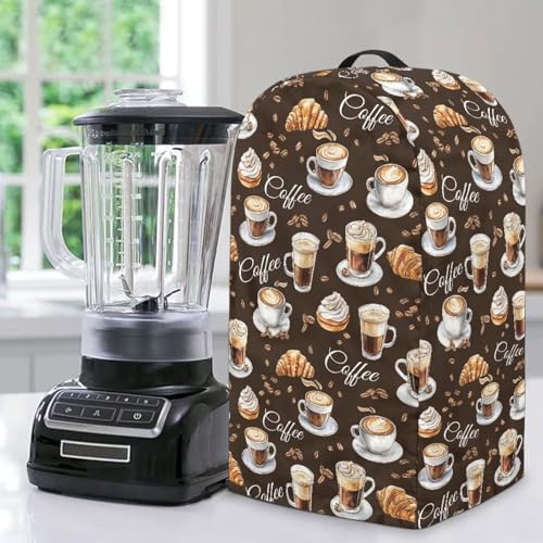 ZIATUBLES Coffee Time Staubschutz für Küchenmaschinen, staubdichte Abdeckung mit Griff, wasserabweisend, Spritzschutz, Standmixer-Schutz für Kaffeemaschine, Braun von ZIATUBLES