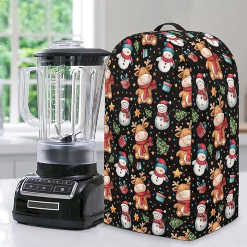 ZIATUBLES Staubdichte Abdeckung für Kaffeemaschine, Staubschutz, Weihnachts-Rentier, Schneemann, Anti-Fingerabdruck, schmutzabweisend, Standmixer-Schutzabdeckungen mit Griff von ZIATUBLES