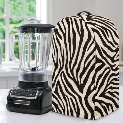 ZIATUBLES Staubdichte Abdeckung für Kaffeemaschine, Zebradruck, schmutzabweisend, Standmixer-Schutzabdeckungen mit Griff, Küchenzubehör von ZIATUBLES