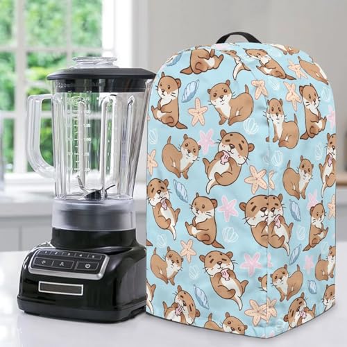 ZIATUBLES Staubdichte Abdeckung für Kaffeemaschinen mit Cartoon-Otter, Seestern, Staubschutz, Anti-Fingerabdruck, schmutzabweisend, Standmixer-Schutzabdeckungen mit Griff von ZIATUBLES