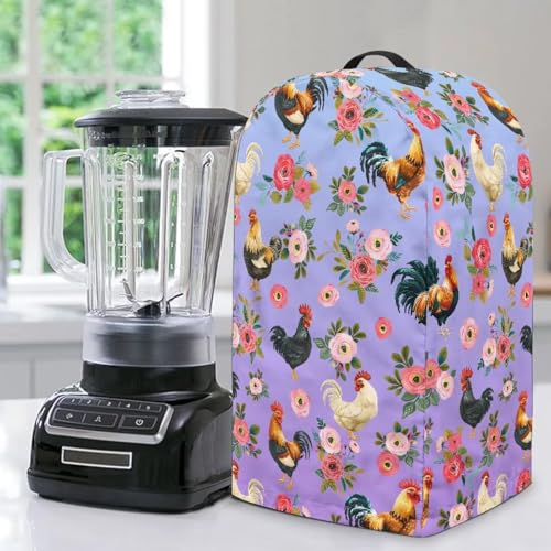ZIATUBLES Staubschutz für Küchenmaschinen mit Blumen-Hahn-Druck, staubdichte Abdeckung mit Griff, wasserabweisend, Spritzschutz, Standmixer-Schutz für Kaffeemaschine von ZIATUBLES