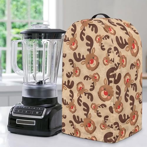 ZIATUBLES Staubschutz für Küchenmaschinen mit weihnachtlichem Rentier-Druck, staubdichte Abdeckung mit Griff, wasserabweisend, Spritzschutz, Standmixer-Schutz für Kaffeemaschine von ZIATUBLES