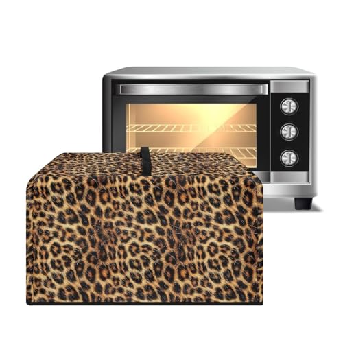 ZIATUBLES Staubschutz für Mikrowelle, tragbare Arbeitsplatte, Mikrowellenschutz, Bernstein-Leopardenmuster, schmutzabweisend, Segeltuch, Luftfritteuse, Toaster, Ofenabdeckungen, L von ZIATUBLES