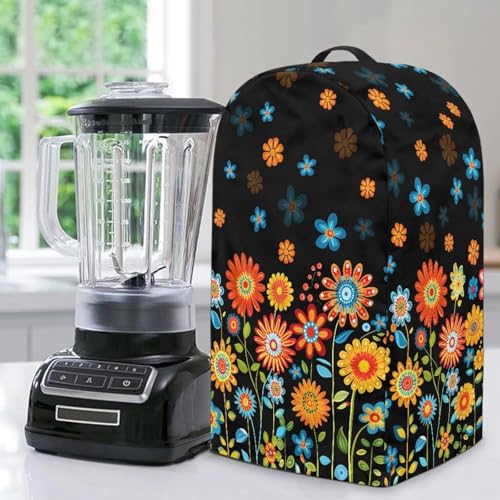 ZIATUBLES Staubschutz für Mixer, mit Griff, Hippie-Blumendruck, spritzwasserfest, für Küchengeräte, staubdichte Abdeckung von ZIATUBLES