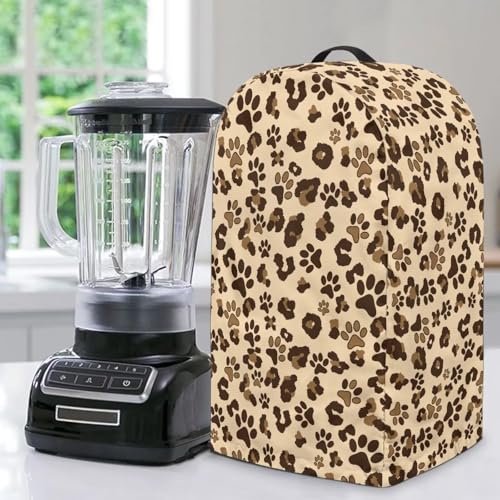 ZIATUBLES Staubschutz für Mixer, mit Griff, spritzwassergeschützt, für Küchengeräte, staubdichte Abdeckung, brauner Hundepfoten-Leopardenmuster von ZIATUBLES