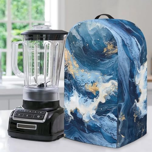 ZIATUBLES Staubschutz mit Griff, spritzwassergeschützt, für Küchengeräte, staubdichte Abdeckung, Marmor-Blau, Golddruck von ZIATUBLES