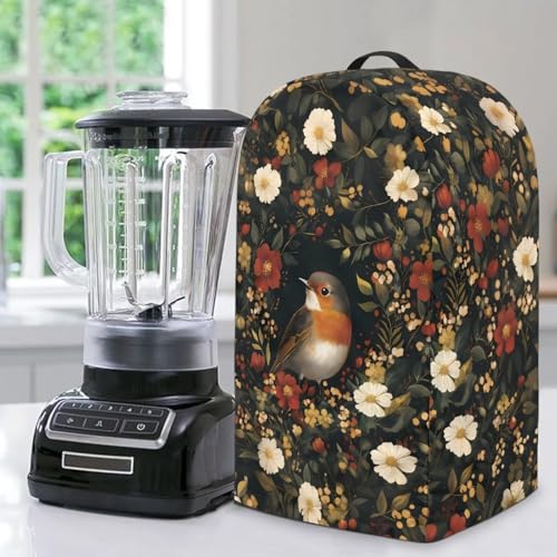 ZIATUBLES Staubschutzabdeckung für Standmixer, Retro-Blumendruck, Staubschutz, mit Griff, Spritzschutz, Schutzabdeckung für Küchengeräte von ZIATUBLES