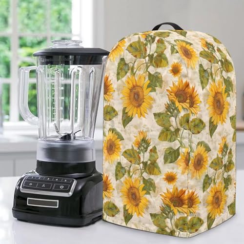 ZIATUBLES Staubschutzabdeckung mit Retro-Sonnenblumen-Druck, Staubschutzabdeckung mit Griff, Anti-Spritzer-Schutz, Küchengerät, Dekor ZIATUBLES Staubschutzabdeckung mit Retro-Sonnenblumen-Druck, Staubschutzabdeckung mit Griff, Anti-Spritzer-Schutz, Küchengerät, Dekor von ZIATUBLES