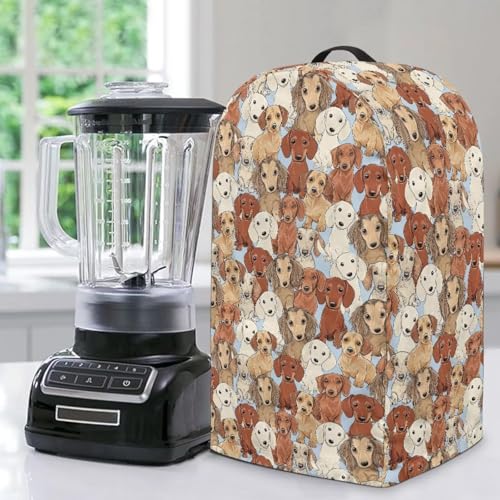 ZIATUBLES Staubschutzhülle mit Cartoon-Dackel-Motiv, Staubschutz, Staubschutz, mit Griff, Spritzschutz, Schutzabdeckung für Küchengeräte von ZIATUBLES