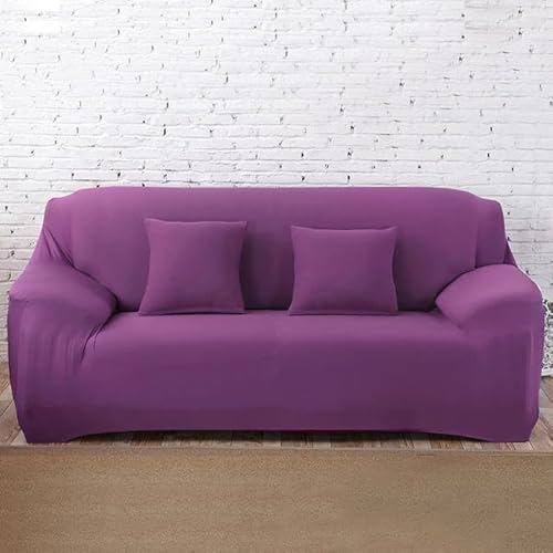 ZIAYI Elastischer, einfarbiger, Solider Sofabezug, dehnbar, eng anliegend, All-Inclusive-Sofabezug für Wohnzimmer, Sofa, Couchbezug, Sesselbezug-lila-klein (90–140 cm) 1 Stück von ZIAYI