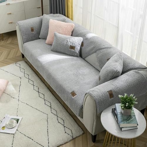 ZIAYI Moderne einfarbige Winter-Lammwolle-Sofahandtuch, verdickter Plüsch, weicher und glatter Sofabezug für Wohnzimmer, Rutschfester Couchbezug, Grau, 70 x 180 cm ZIAYI Moderne einfarbige Winter-Lammwolle-Sofahandtuch, verdickter Plüsch, weicher und glatter Sofabezug für Wohnzimmer, Rutschfester Couchbezug, Grau, 70 x 180 cm von ZIAYI