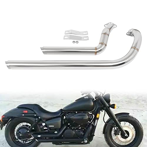 ZIAYI Motorrad Für H&onda Shadow VT750 VT400 Spirit 750 Phantom 750 Aero 750 VT750C VT750 C2 VT750C2B VT750DC Auspuff Schalldämpfer (Color : Chrome) von ZIAYI