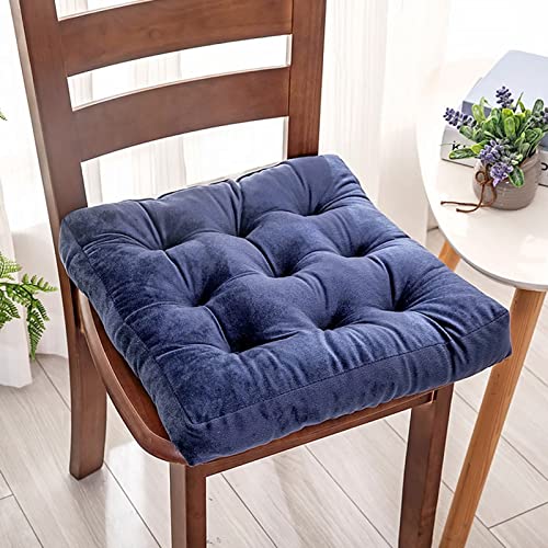 Sitzkissen Auflage Stuhl 6 Set, Stuhlkissen 6er Set Quadrat, 2 StüCk Sitzkissen Esszimmerstuhl Doppelseiten, Verdicken Eckig Sitzkissen KüChenstuhl Anti-Verformung für Alle Jahreszeiten Königsblau von ZIBENE