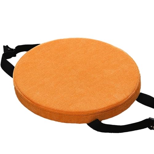 ZIBENE Sitzkissen Barhocker Rund mit Befestigung, Runde Sitzkissen mit Rutschfester Schnalle, Dick Schwamm mit Hoher Dichte Hocker Stuhlkissen für Zu Hause KüChe Stuhl Sitzmatte Polster Orange von ZIBENE