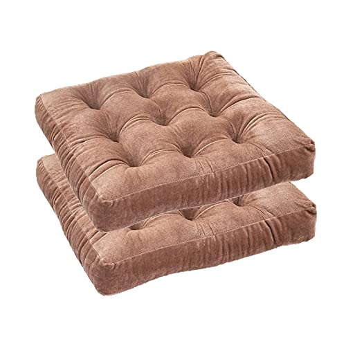 ZIBENE Sitzkissen Stuhl 2er Set, Stuhlkissen 40x40 Samt, 2 StüCk Dicke SitzerhöHung Sitz Auflage 8cm, Doppelseiten Sitzpolster Stuhl Quadratisch Waschbar, Abriebfest et Langlebig Samt Stoff Braun 1 von ZIBENE