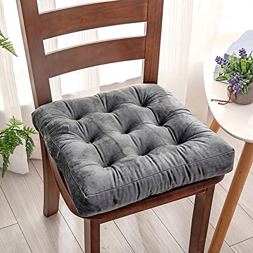 ZIBENE Sitzkissen Stuhl 2er Set, Stuhlkissen 45x45 Samt, 2 StüCk Dicke SitzerhöHung Sitz Auflage 8cm, Doppelseiten Sitzpolster Stuhl Quadratisch Waschbar, Abriebfest et Langlebig Samt Stoff Grau von ZIBENE