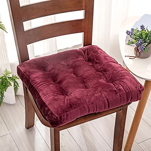 ZIBENE Sitzkissen Stuhl 2er Set, Stuhlkissen 45x45 Samt, 2 StüCk Dicke SitzerhöHung Sitz Auflage 8cm, Doppelseiten Sitzpolster Stuhl Quadratisch Waschbar, Abriebfest et Langlebig Samt Stoff Weinrot von ZIBENE