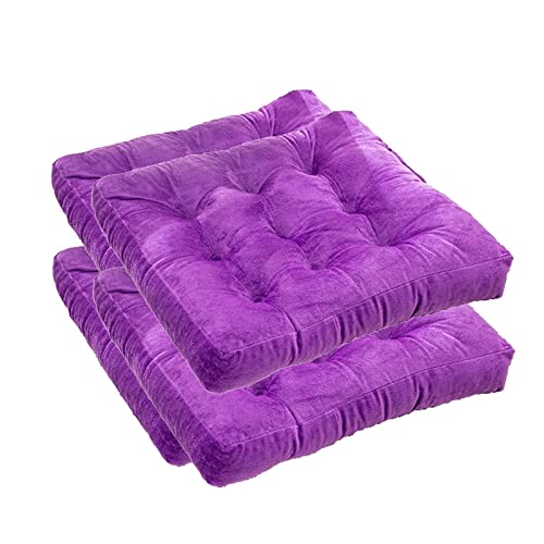 ZIBENE Stuhlkissen 40x40 4er Set, Sitzkissen für KüChenstüHle Landhaus, Flauschig Stuhlauflagen KüChenstuhl Mit Weich Komfortabel Samt Bezug, Verdicken Sitzpolster Gartenstuhl Esszimmer Violett 2 von ZIBENE