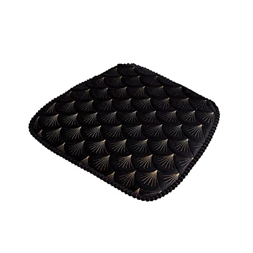 ZIBENE Stuhlkissen Esszimmer Binden, Sitzkissen Gartenstuhl 1 StüCk, Sitzpolster Stuhl 45x45 mit BäNdern und Rutschfester Boden, Samt Stuhlauflagen KüChenstuhl Landhaus Halbrund 1er Set Schwarz von ZIBENE