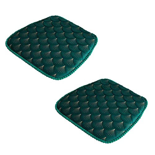 ZIBENE Stuhlkissen Halbrund 45x45 Mit Schleife, Sitzkissen Stuhl 2 StüCk, Sitzpolster Gartenstuhl Stuhlauflagen EsszimmerstüHle mit Rutschfester Unterlage Dicke Sitz Auflage KüChenstuhl Grün von ZIBENE